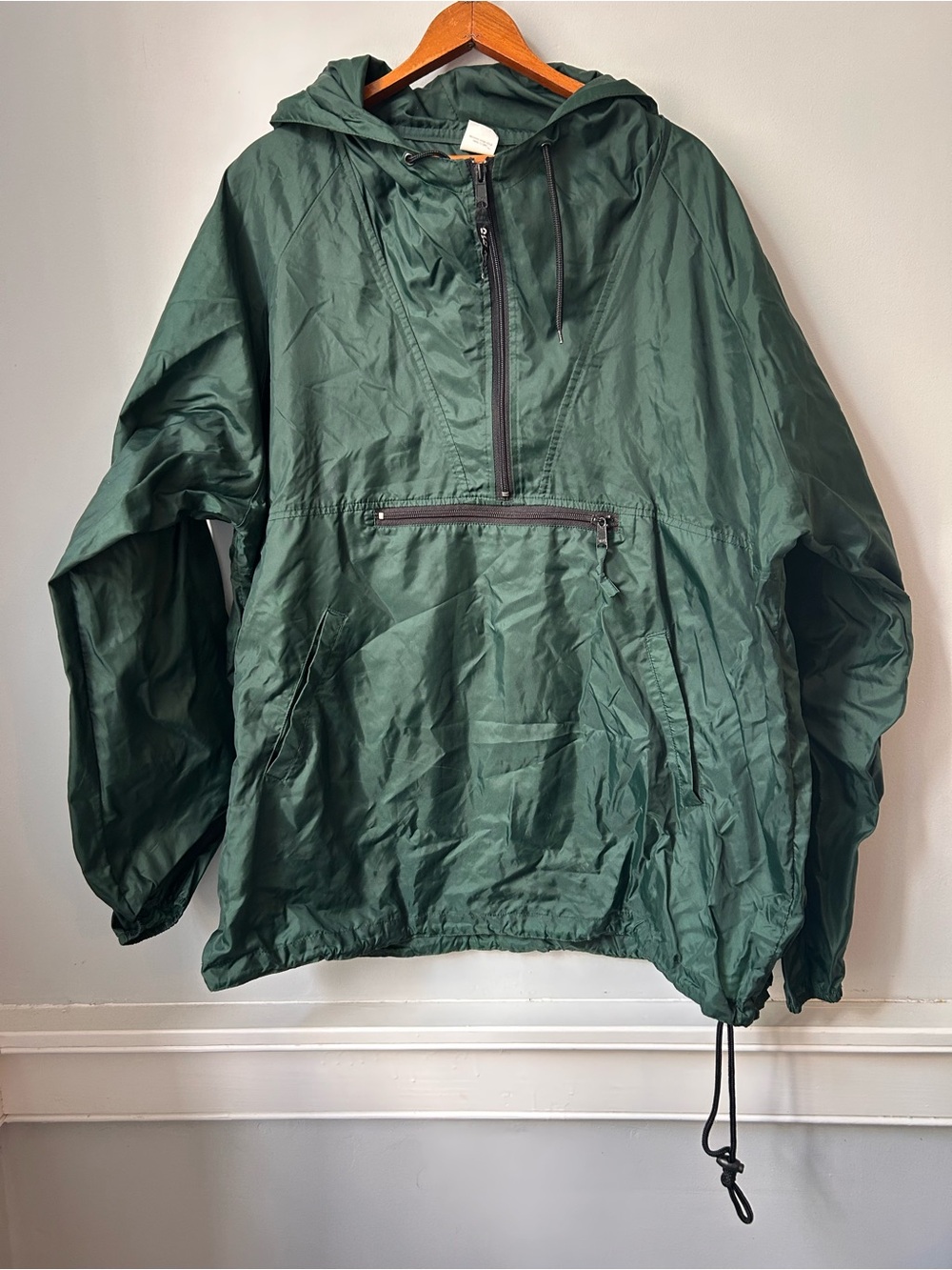 Vintage 90s Old Navy Green Anorak Hooded Pullover Windbreaker Jacket Mens XL
